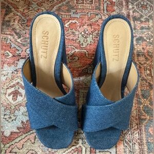 NEW sz 6.5 Schutz Denim *Tec Jeans* Callie Sandal